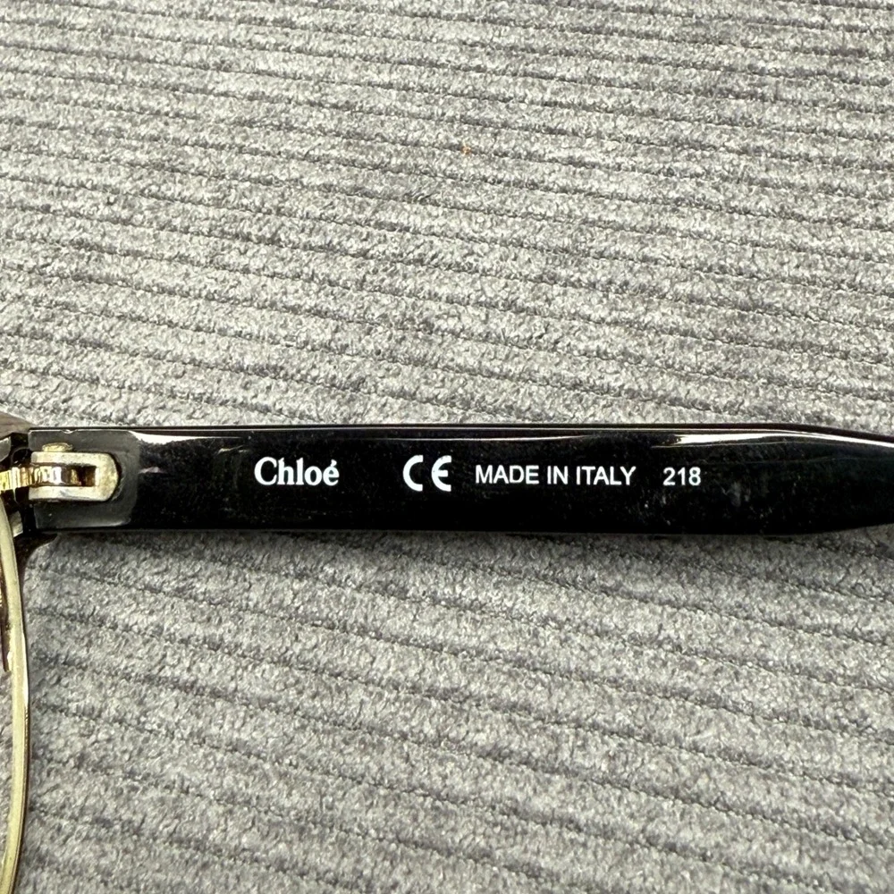 Chloe‎ CE2131 752 Cat Eye Y2K Eyeglasses Black Gold Metal Frame Italy 53-17-140